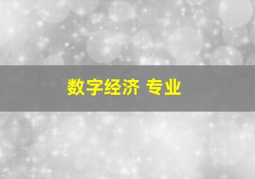 数字经济 专业